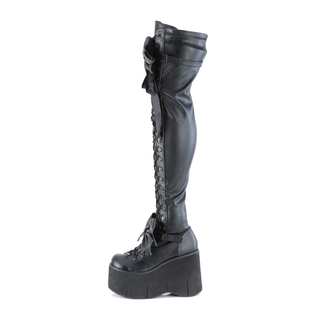 Stretch Black Matte Platform Thigh Boots Goth Punk Rock Rave Kera 303 - Picture 11 of 12
